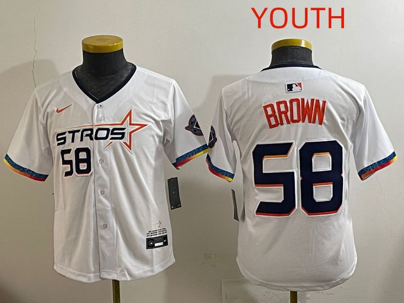 Youth Houston Astros #58 Brown White Fourth generation Joint Name 2025 Nike MLB Jersey style 8